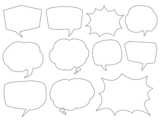 Doodle style pop speech bubble illustration set speech bubble frame handwritten style decoration. POP frame for comic or manga.