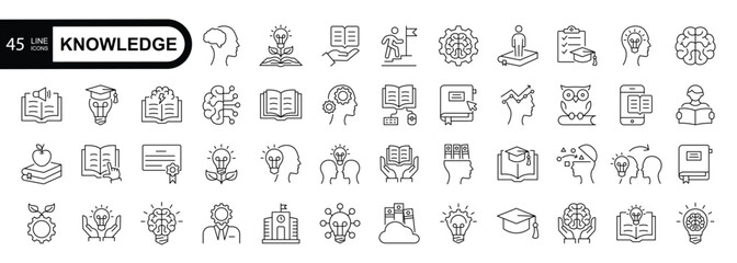 Fototapeta premium Knowledge line icons. Simple line style icons pack. Vector illustration