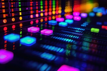 Fototapeta premium Equalizer and sound wave effect neon lights wave.