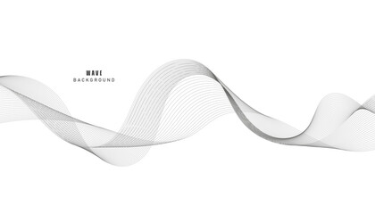 Lines for the background. Black stripes on a white background. Set of wavy lines. Multiple line waves. Creative line art. Grey waves with lines. Vector waves set. Curved wavy line, smooth stripe.