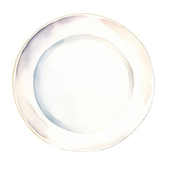 Watercolor Plate White empty isolated on a transparent background.