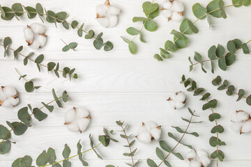 Eucalyptus leaves. Aromatherapy. Fresh eucalyptus close-up, on background. Fragrant essential oil....