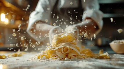 Close-up of Delicious Homemade noodles in Festive Season - obrazy, fototapety, plakaty