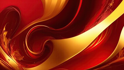 Vibrant Red and gold flowing in a smooth wave of abstract Background
