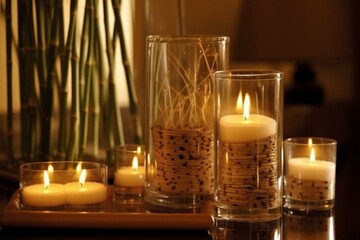 Enhance indoor ambiance with candles and reeds. Generative AI
