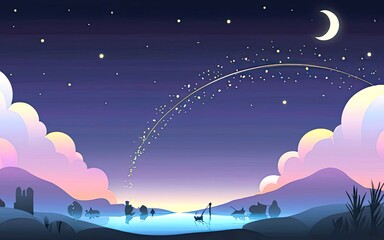 Illustration of a beautiful night atmosphere, great for children's book covers, wallpapers etc