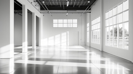 An image showcasing a large room with numerous windows, ideal for commercial real estate purposes. - obrazy, fototapety, plakaty