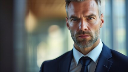 Fototapeta premium Professional Man in Suit and Tie Looking at the Camera