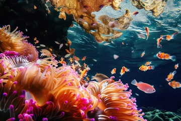 Foto op Canvas a coral reef with sea anemones and fish in the ocean © Anna