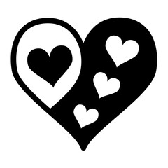 Heart icon illustration. Abstract decorative stylized heart. PNG with transparent background.