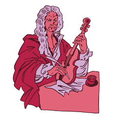 Portrait de Antonio Vivaldi, Musicien compositeur violoniste italien du XVIIème siècle, prêtre de l'église catholique
