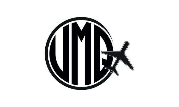 UMQ three initial letter circle tour & travel agency logo design vector template. hajj Umrah agency, abstract, wordmark, business, monogram, minimalist, brand, company, flat, tourism agency, tourist