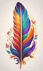 vector illustration, logo of magic bird feathers with patterns, abstract fantasy of unreal beauty with floral patterns, background for smartphone or shorts,