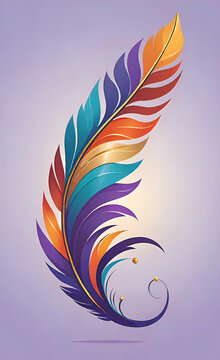 vector illustration, logo of magic bird feathers with patterns, abstract fantasy of unreal beauty with floral patterns, background for smartphone or shorts,
