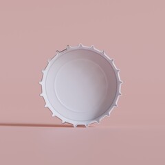 Close up of a bottle cap on white background 3D render