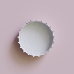 Close up of a bottle cap on white background 3D render