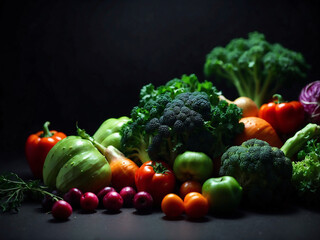 vegetable isolated on black background