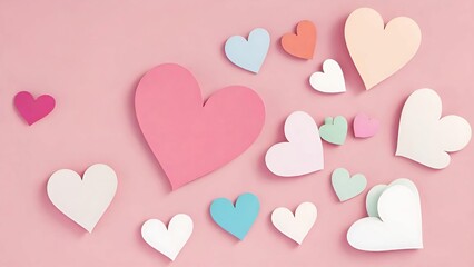 Pink Valentine Heart with Ribbon on Heart Background