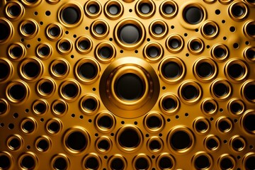 Metallic background with gold punch holes. Generative AI - obrazy, fototapety, plakaty
