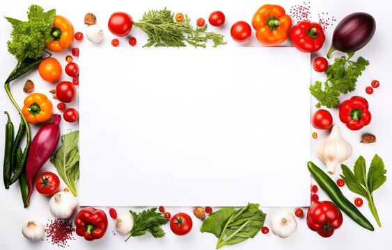 Vegetable frame with empty space in the middle for text