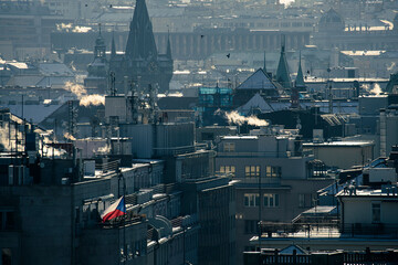 Prague city Czech Republic Europe with czech flag