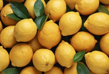 Harvest of ripe organic lemons in close-up, top view. Natural fruits. Generation Ai
