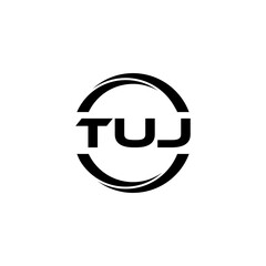 TUJ letter logo design with white background in illustrator, cube logo, vector logo, modern alphabet font overlap style. calligraphy designs for logo, Poster, Invitation, etc.