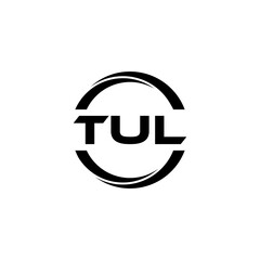 TUL letter logo design with white background in illustrator, cube logo, vector logo, modern alphabet font overlap style. calligraphy designs for logo, Poster, Invitation, etc.