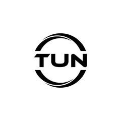 TUN letter logo design with white background in illustrator, cube logo, vector logo, modern alphabet font overlap style. calligraphy designs for logo, Poster, Invitation, etc.