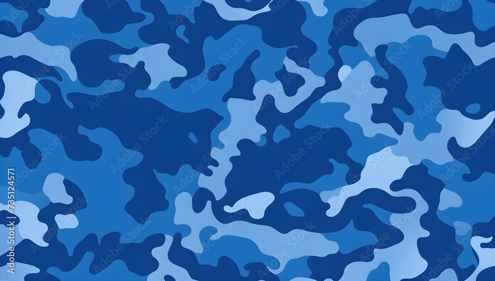Wall mural seamless blue camouflage pattern. military camouflage pattern background. - Wall murals