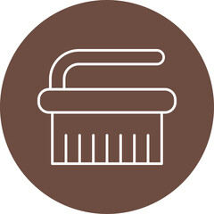 Cleaning Brush Line Circle Icon