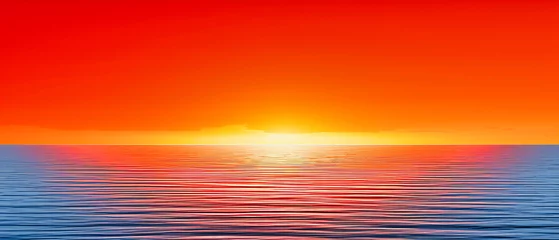 Fototapeten Dramatic sunset over the ocean, vibrant sky reflecting on water, concept of tranquility and natural beauty, peaceful seascape © Real