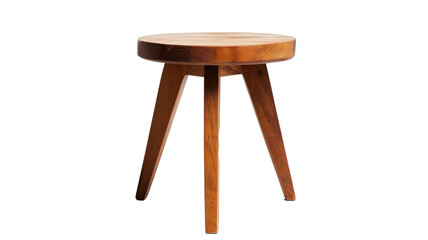 Close-up of a wooden stool on three legs. - obrazy, fototapety, plakaty
