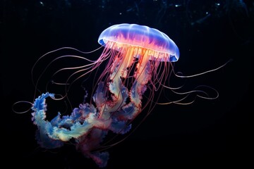 Bioluminescent jellyfish. Generative AI