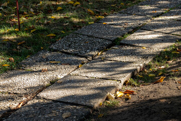 stone slabs as a path in the park