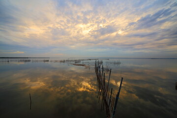 Fototapeta na wymiar Albufera Lake sunshine lago al atardecer twilight, dusk, sunset, crépuscule, gloaming