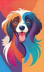 vector illustration, cheerful friendly puppy logo, pet sticker, simple pet logo,