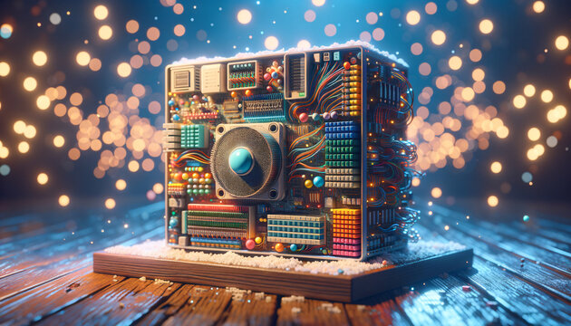 Enchanting minicomputer with vibrant colors and intricate design.