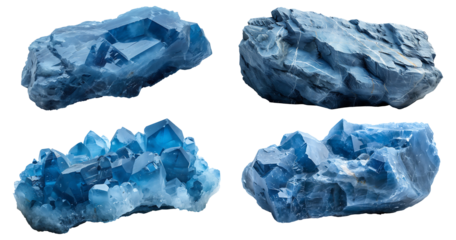 Blue color stone set on a transparent background. Stone png