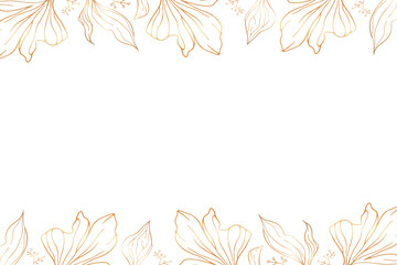 White background with golden leaves. Banner. Vector Graphics