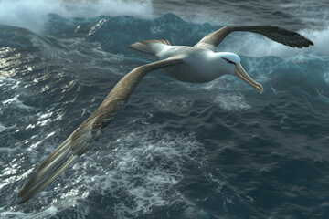 A stunning albatross gliding gracefully over the ocean