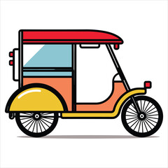 Rickshaw flat icon outline in the style of simple vector