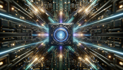 The Digital Pulse: Close-Up of High-Tech Data Processor