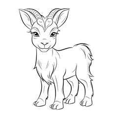 Goat illustration coloring page - coloring book for kids