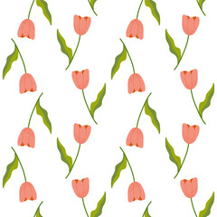 Obraz premium Seamless floral spring tulips pattern.Vector illustration. For your design, gift paper, fabric.