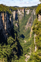 Waterfall, Forest, river and cliffs in Itaimbezinho Canyon