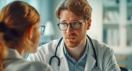 A doctor talks with his patient