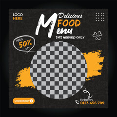 food menu design and restaurant social media banner post template