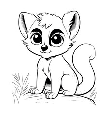 Lemur illustration coloring pages - coloring book for kids