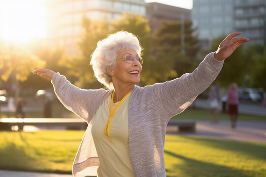 Senior Woman Embracing Daylight